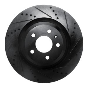 Audi S6 Brake Rotor (1) - Rear Right - R1 Concepts - Drilled & Slotted - Black - `07-`11